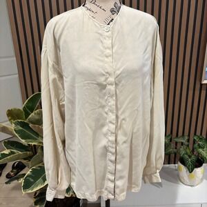 Liz Claiborne Collection Silk Button Down Blouse Size 14‎ Long Sleeve